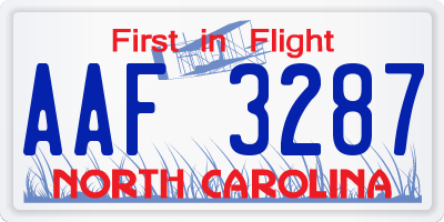 NC license plate AAF3287