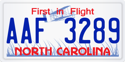 NC license plate AAF3289