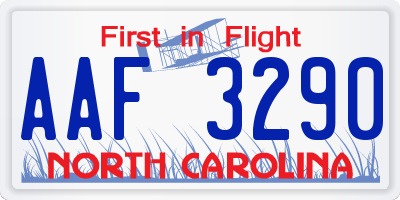 NC license plate AAF3290