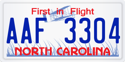 NC license plate AAF3304