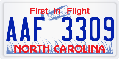 NC license plate AAF3309