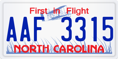 NC license plate AAF3315