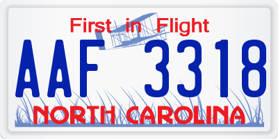 NC license plate AAF3318
