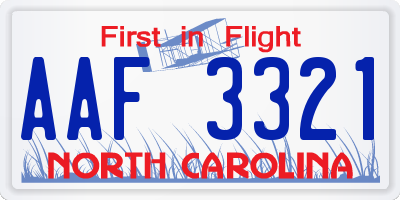 NC license plate AAF3321