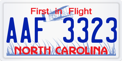 NC license plate AAF3323