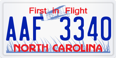 NC license plate AAF3340