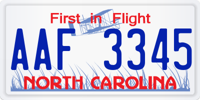 NC license plate AAF3345