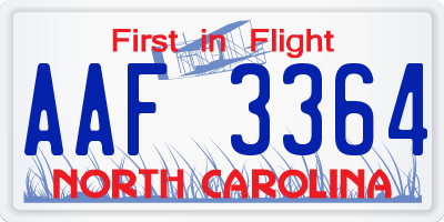 NC license plate AAF3364
