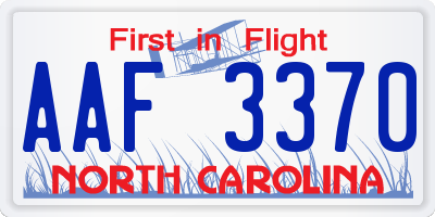 NC license plate AAF3370