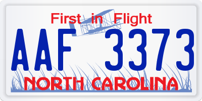 NC license plate AAF3373