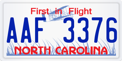 NC license plate AAF3376