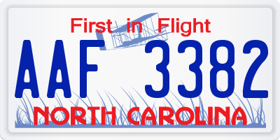 NC license plate AAF3382