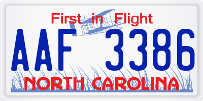 NC license plate AAF3386