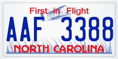 NC license plate AAF3388