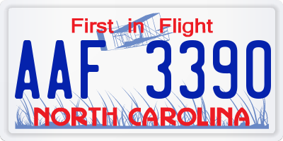 NC license plate AAF3390