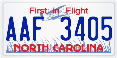 NC license plate AAF3405