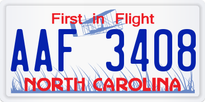 NC license plate AAF3408