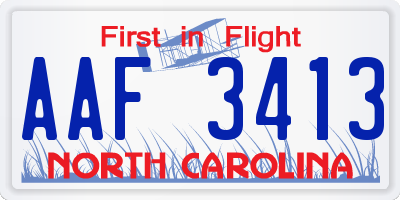 NC license plate AAF3413