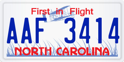 NC license plate AAF3414