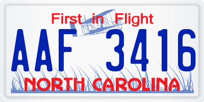 NC license plate AAF3416