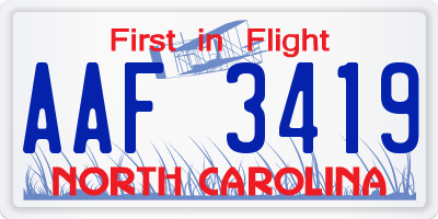 NC license plate AAF3419
