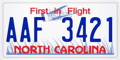 NC license plate AAF3421