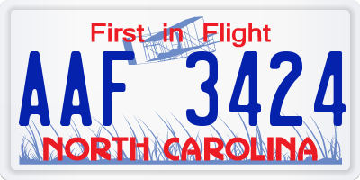 NC license plate AAF3424