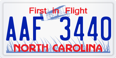 NC license plate AAF3440