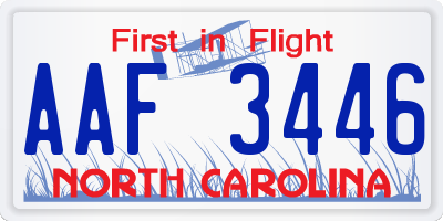 NC license plate AAF3446