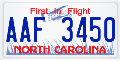 NC license plate AAF3450