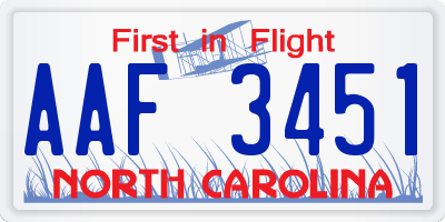 NC license plate AAF3451