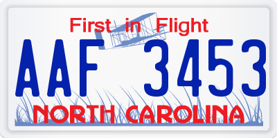 NC license plate AAF3453