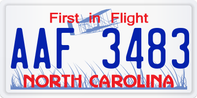 NC license plate AAF3483