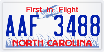 NC license plate AAF3488