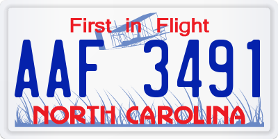 NC license plate AAF3491