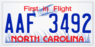 NC license plate AAF3492