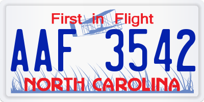 NC license plate AAF3542
