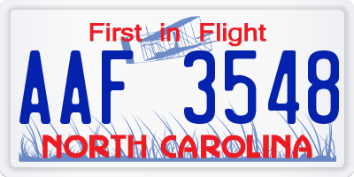 NC license plate AAF3548