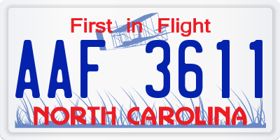 NC license plate AAF3611