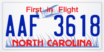 NC license plate AAF3618