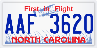 NC license plate AAF3620