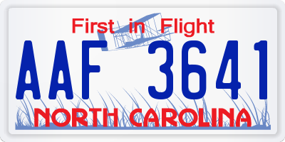 NC license plate AAF3641