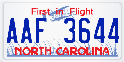 NC license plate AAF3644