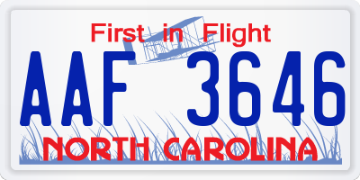NC license plate AAF3646