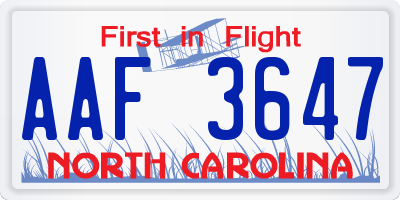 NC license plate AAF3647