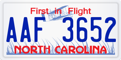 NC license plate AAF3652