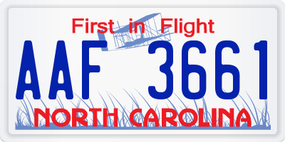 NC license plate AAF3661