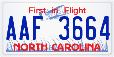 NC license plate AAF3664