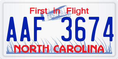 NC license plate AAF3674