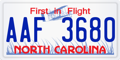 NC license plate AAF3680